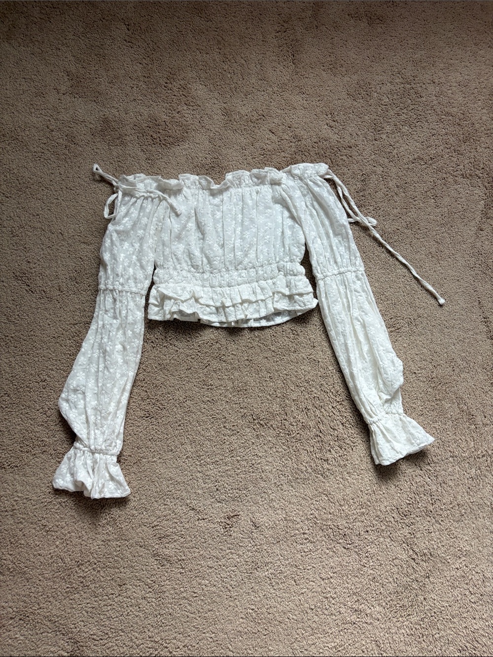 White Off-Shoulder Ruffle Top